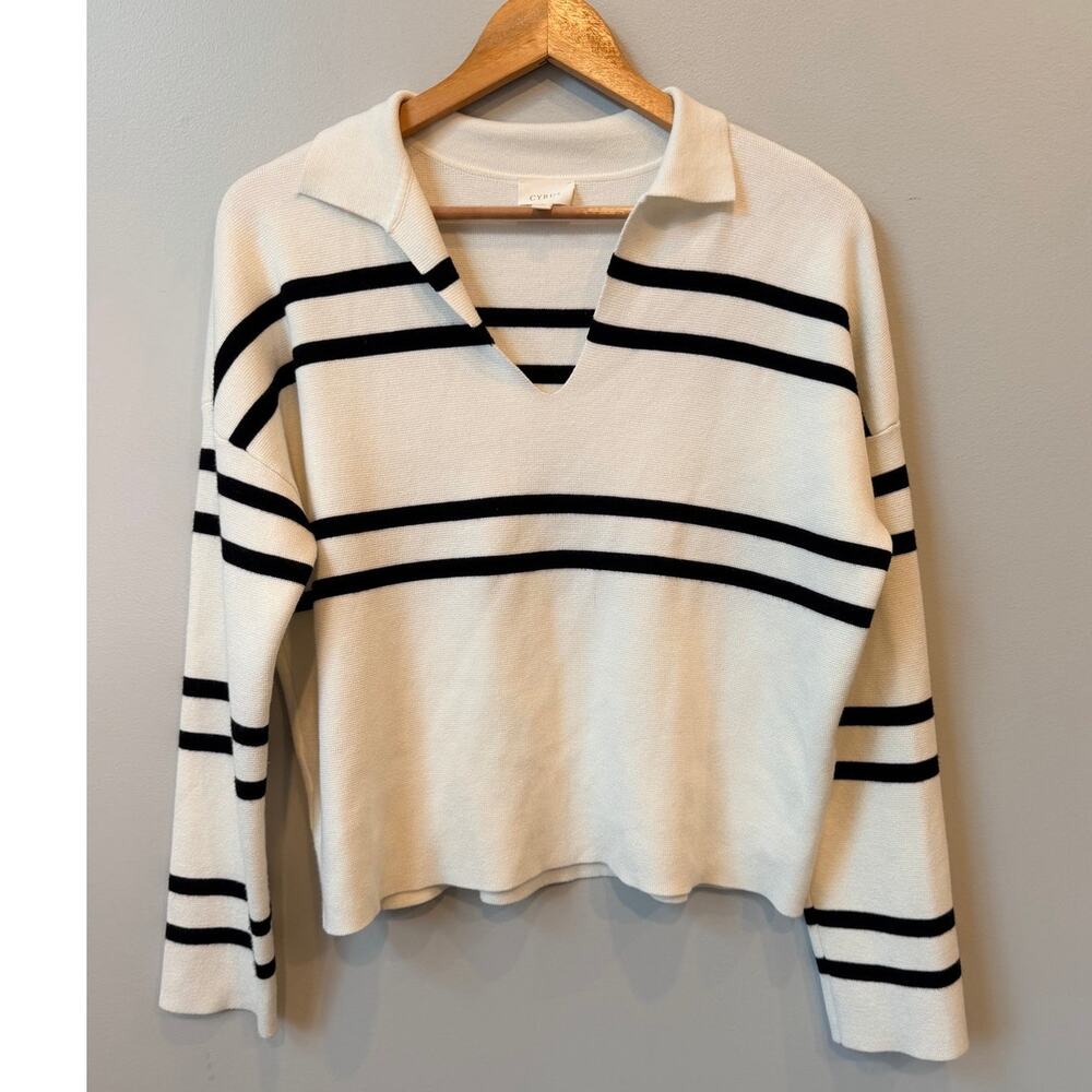 Cyrus Women's Collared Polo V-Neck Pullover Sweater Size Small Old Money Preppy